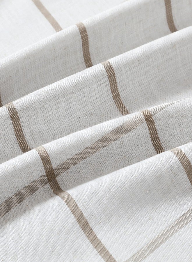 Vision Home Flax Linen Plaid Pinch Pleated Full Blackout Curtains Checkered Thermal Insulated Window Panels 90 inch for Bedroom Living Room Darkening Rustic Pinch Pleat Drapes with Hooks 40" Wx90 Lx2 - Image 4